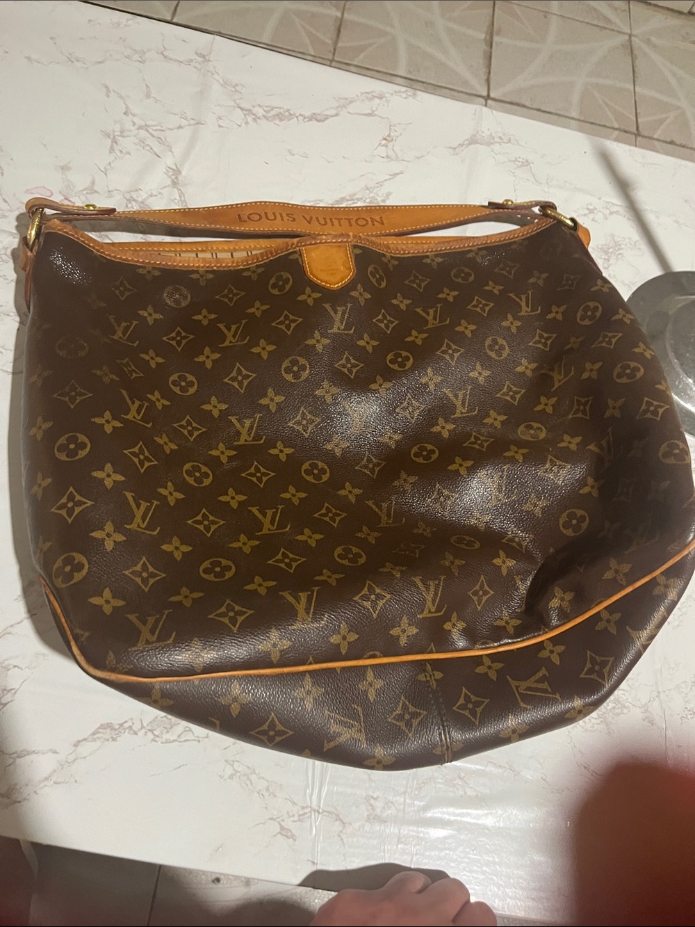 Louis Vuitton Monogram Canvas Shoulder Bag in Brown and Tan MM